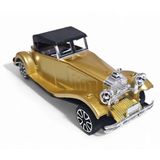 Carrinho Miniatura Antigo Clássico Fricção Colecionável 24cm Dourado Jr0867