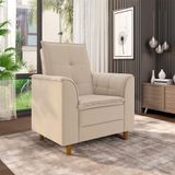 Poltrona Para Sala Confortável Decorativa Laura Suede Bege