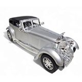 Carrinho Miniatura Antigo Clássico Fricção Colecionável 24cm Prata Jr0868