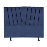 Cabeceira Estofada Cama King 195 Cm Malu Suede Azul Marinho