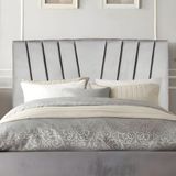 Cabeceira Casal De Cama Estofada 140 Cm Emma Linho Cinza Claro