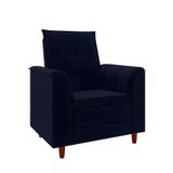 Poltrona Decorativa Estofada Confortável Sala Isis Veludo Azul Marinho