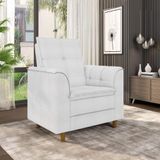 Poltrona Para Sala Confortável Decorativa Laura Bouclê Off White