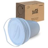 Balde Para Serralho Alça Plástica E Tampa Rosca- Kit 15 Pçs