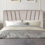 Cabeceira Casal Queen Size Cama Estofada 160 Cm Emma Veludo Bege