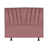 Cabeceira Estofada Cama Casal Queen Size 160 Cm Malu Veludo Rosé