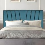 Cabeceira King Cama Estofada 195 Cm Emma Suede Azul Turquesa