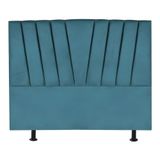 Cabeceira Estofada Cama King 195 Cm Malu Suede Azul Turquesa