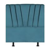 Cabeceira Estofada De Cama Casal 140 Cm Malu Suede Azul Turquesa