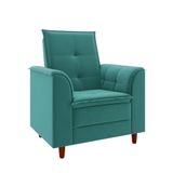 Poltrona Decorativa Estofada Confortável Sala Isis Suede Azul Turquesa