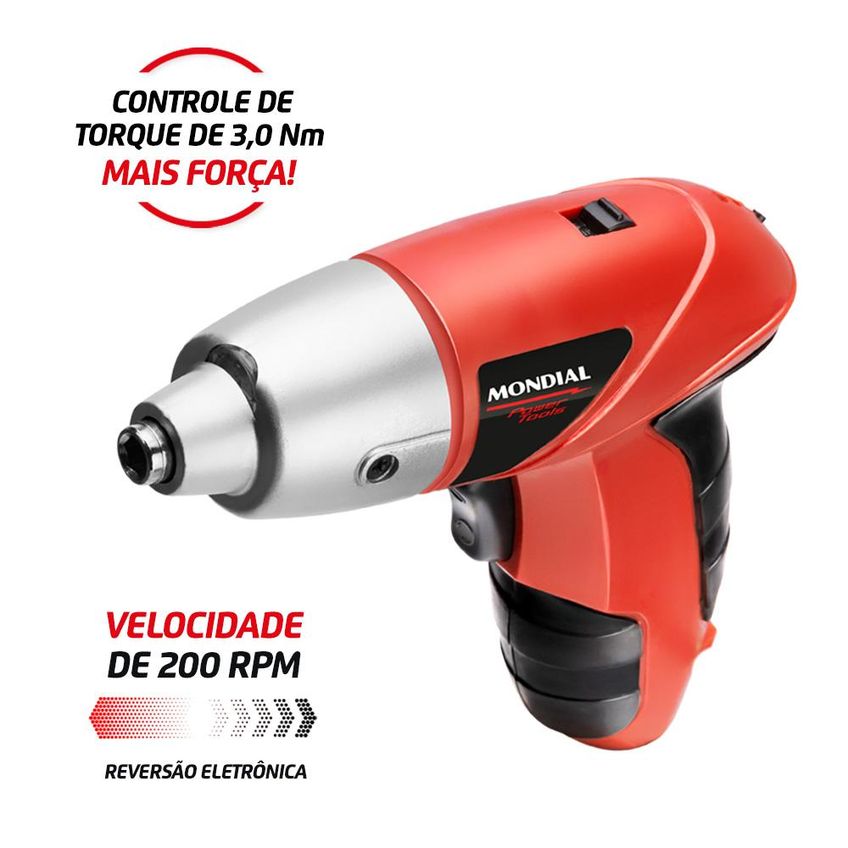 Parafusadeira Sem Fio 4,8v Mondial Fpf-05 Com Carregador Bivolt - imagem 3