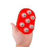 Massageador Luva Corporal Massagem Estetica Manual 7 Esferas Portatil Costas Pescoço Relaxamento Vermelho