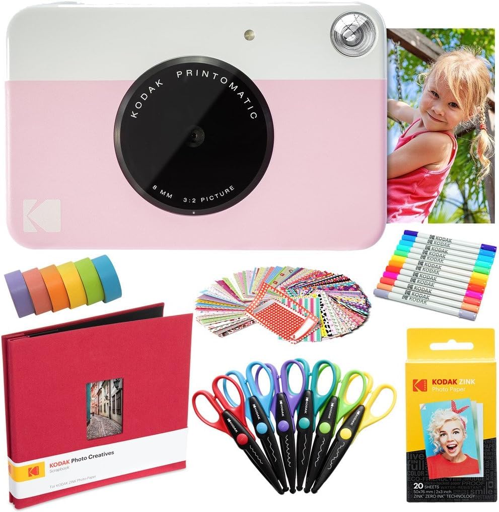Câmera Instantânea Kodak Printomatic Pink Art Bundle E Acessórios