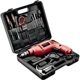 Kit Furadeira De Impacto 650w 3/8" Mondial Oficina Ffi-07m Com 12 Peças E Maleta 220v