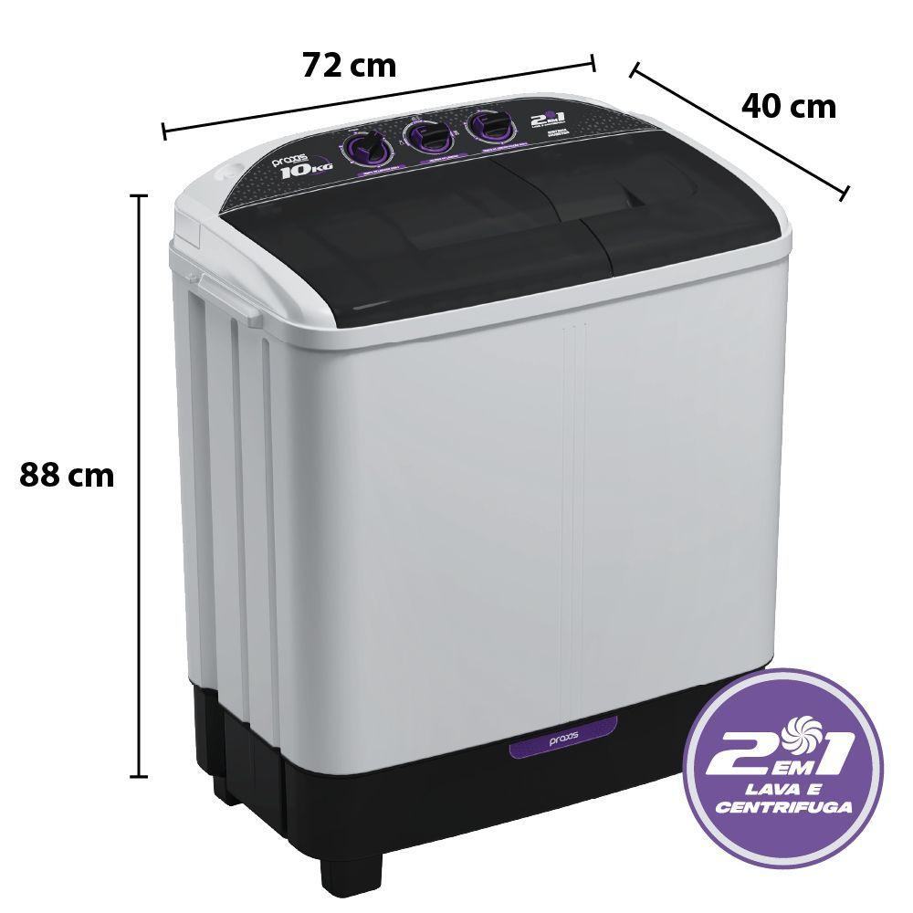 Máquina De Lavar Twin Tub Praxis 10kg 2 Em 1 Lava E Centrifuga