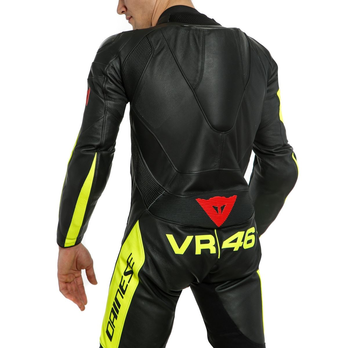Macacão Dainese Pro Vr46 Tavullia Perfurado 1 Peça - Preto/amarelo