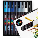 Conjunto De Colorir Posca Pc-3m Cool Tones 8 Cores Em Caixa De Presente