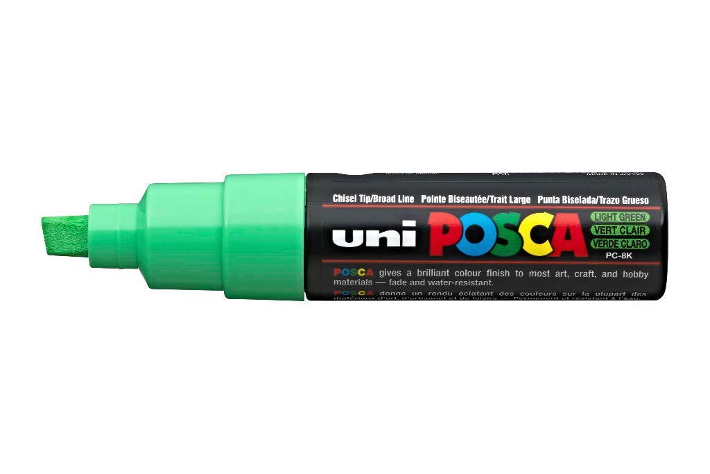Caneta Marcadora Uni Posca Pc-8k Com Ponta De Cinzel Verde Claro (pacote Com 6)