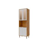Paneleiro De Cozinha Cristaleira Celeste C/ 4 Portas (2 C/ Vidro Reflecta) E 1 Nicho 70cm Cinamomo/branco - Mgm