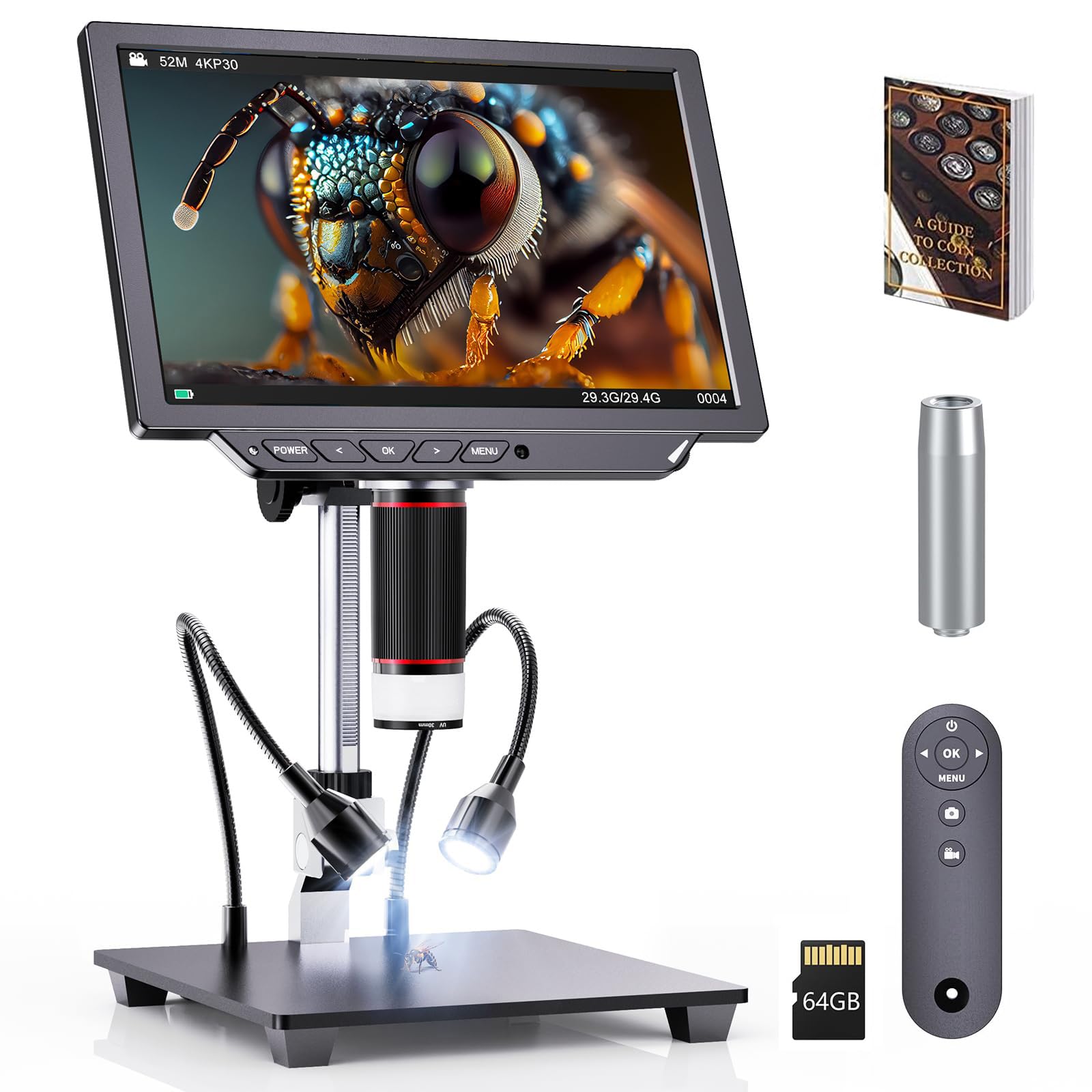 Microscópio Digital Decorn 4k, Ampliação De 2000x Com Câmera De 52 Mp