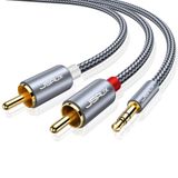 Cabo Jsaux Rca Para Fone De Ouvido Auxiliar De 3,5 Mm Macho Para Macho 1,2 M Cinza