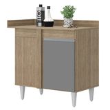 Balcão De Canto Reto Com Tampo 1 Porta Denver Castanho-cinza - Lumil