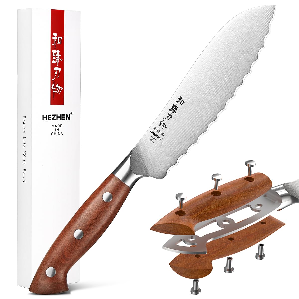 Faca De Corte De Tomate Hezhen 15,5 Cm Alemanha 1.4116 Em Aço Inoxidável