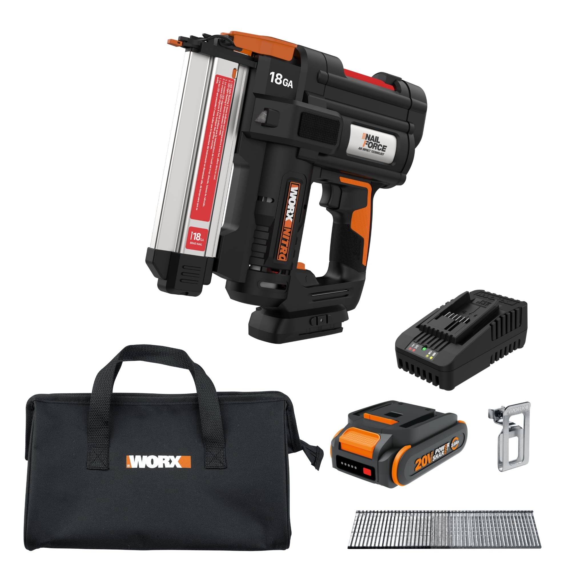 Brad Nailer Sem Fio Worx Nitro 20v 18ga Wx842l Powershare