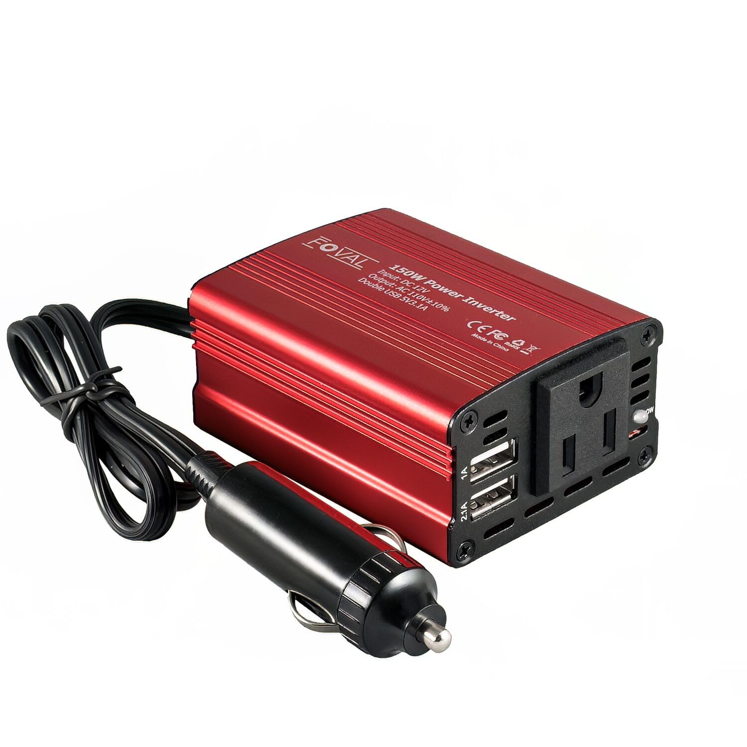 Inversor De Energia Para Carro Foval 150w 12v Dc A 110v Ac Com Usb