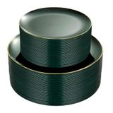 Pratos Descartáveis Pulote Green Com Borda Dourada 100 Unidades