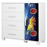 Cômoda Infantil Para Quarto 80cm 4 Gavetas Carro Azul Z53 - Mpozenato