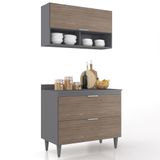 Armário De Cozinha Com Tampo Cp01 100cm Pérola Grafite/freijó Z34 - Mpozenato