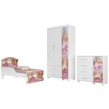 Quarto Infantil 3 Peças Com Mini Cama Carruagem Rosa Z53 - Mpozenato