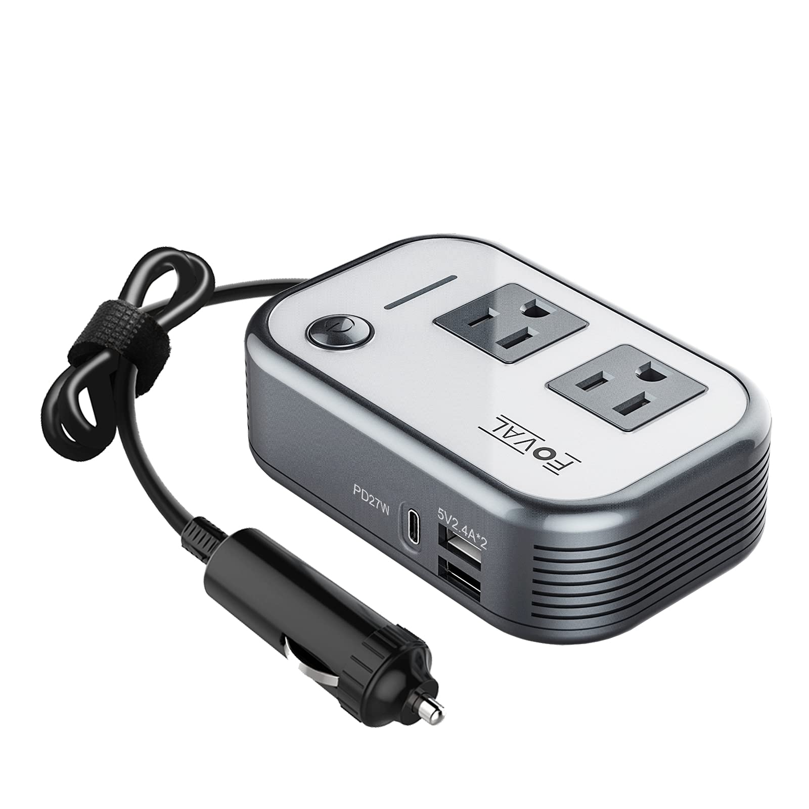 Inversor De Energia Para Carro Foval 200w Dc 12v A 110v Ac Com Usb-c 27w