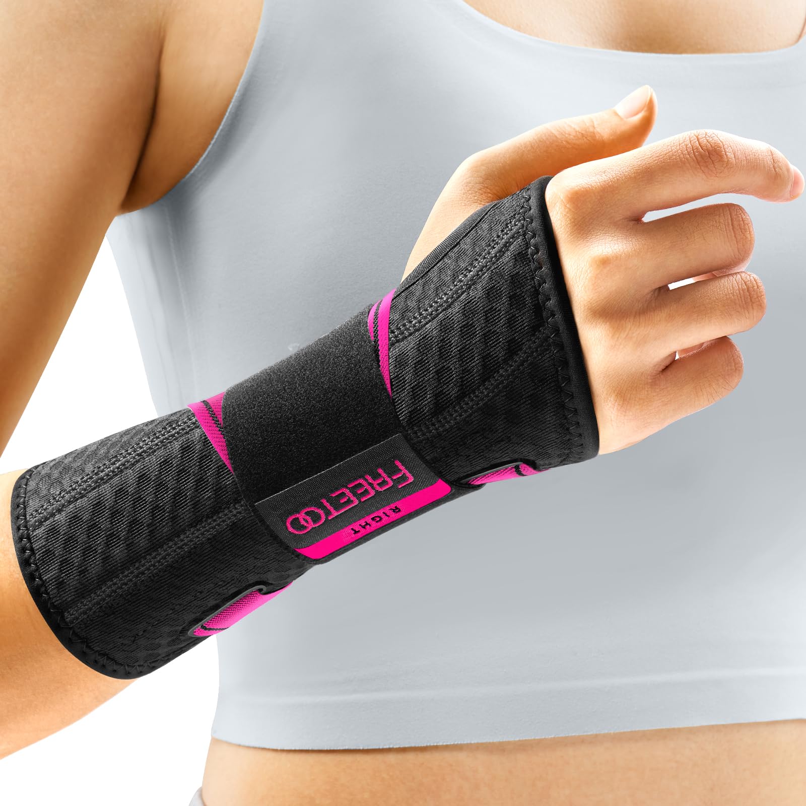 Pulseira Freetoo Carpal Tunnel Night Support Preta/rosa