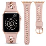 Pulseira De Couro Compatível Com Apple Watch Minyee Women Pink