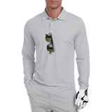 Camisas Polo De Golfe Askdeer Masculinas De Manga Comprida Upf 50+ Cinza