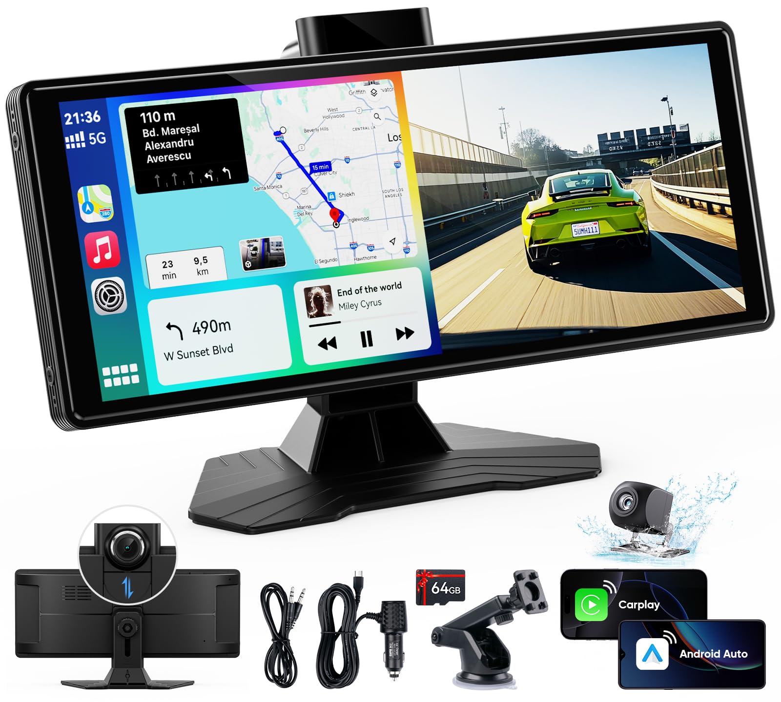 Tablet De Carro Portátil Wanawong K De 10,26 Polegadas Com Carplay Android Auto