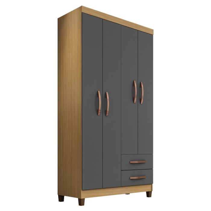 Roupeiro 4p 2g Moden 3565 100 Cm Carvalho Am Grafite Incp