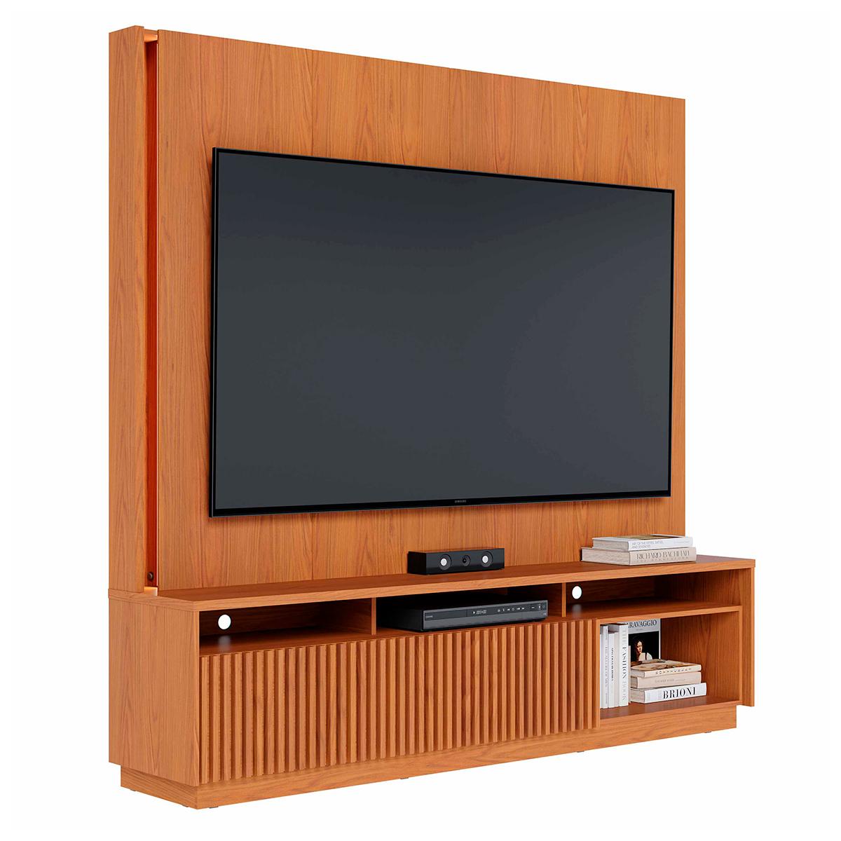 Home Estante Rack Jordão Para Tv Até 75 Polegadas Com Led Freijo