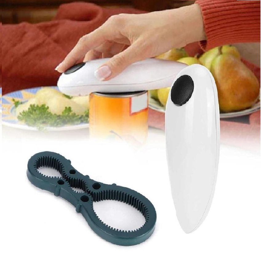 Abridor De Latas Eletrico Automatico One Touch 2 Em 1 Com Abridor De Potes E Garrafas Completo Pratico Facil De Usar - imagem 4