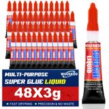 Super Glue Wousedo Liquid 48 X 3g Para Madeira, Borracha E Couro