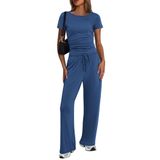Conjunto De Roupas Ekouaer, Agasalho Feminino De Manga Curta E Pernas Largas