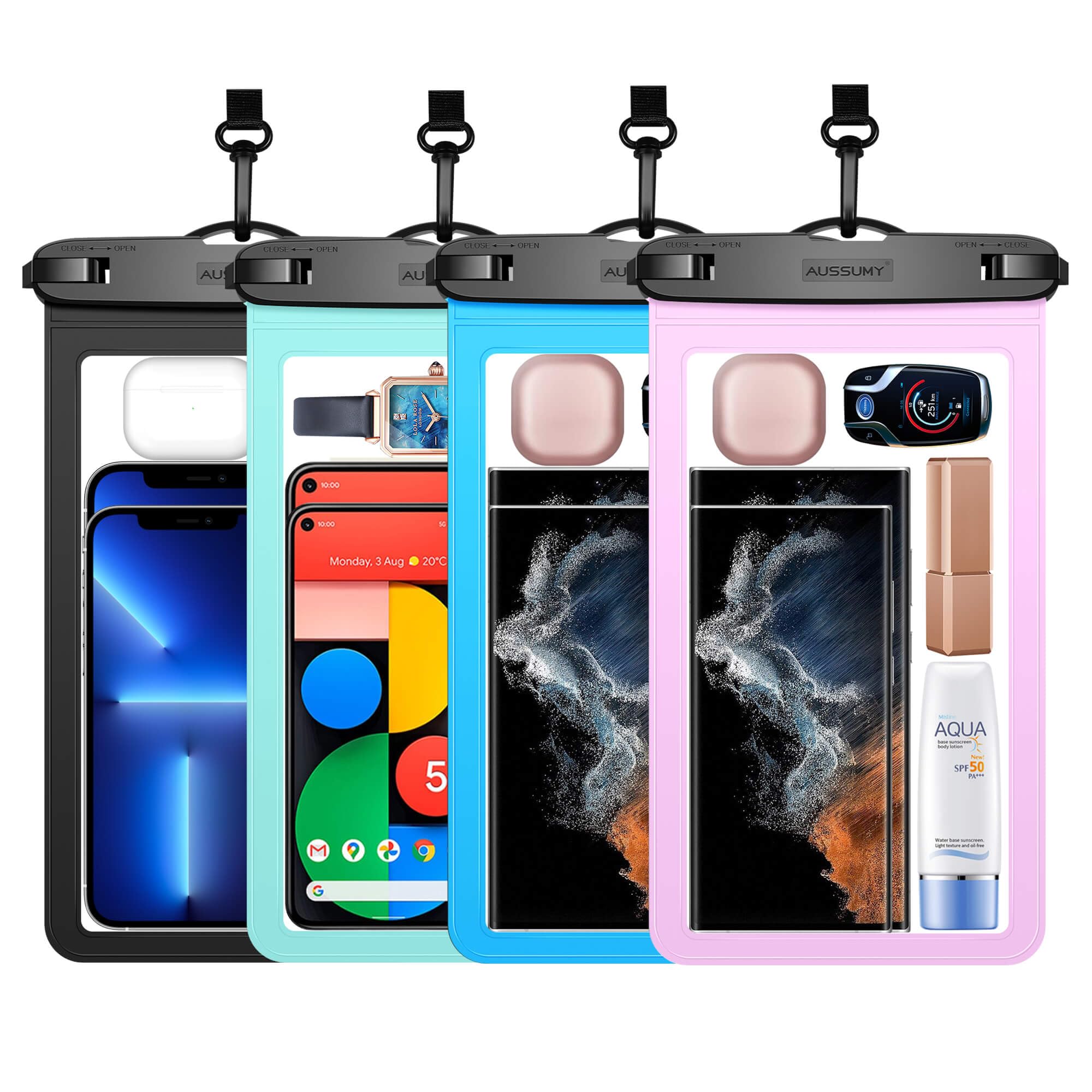 Bolsa De Telefone Impermeável Aussumy 10,5 Polegadas Grande, Pacote Com 4