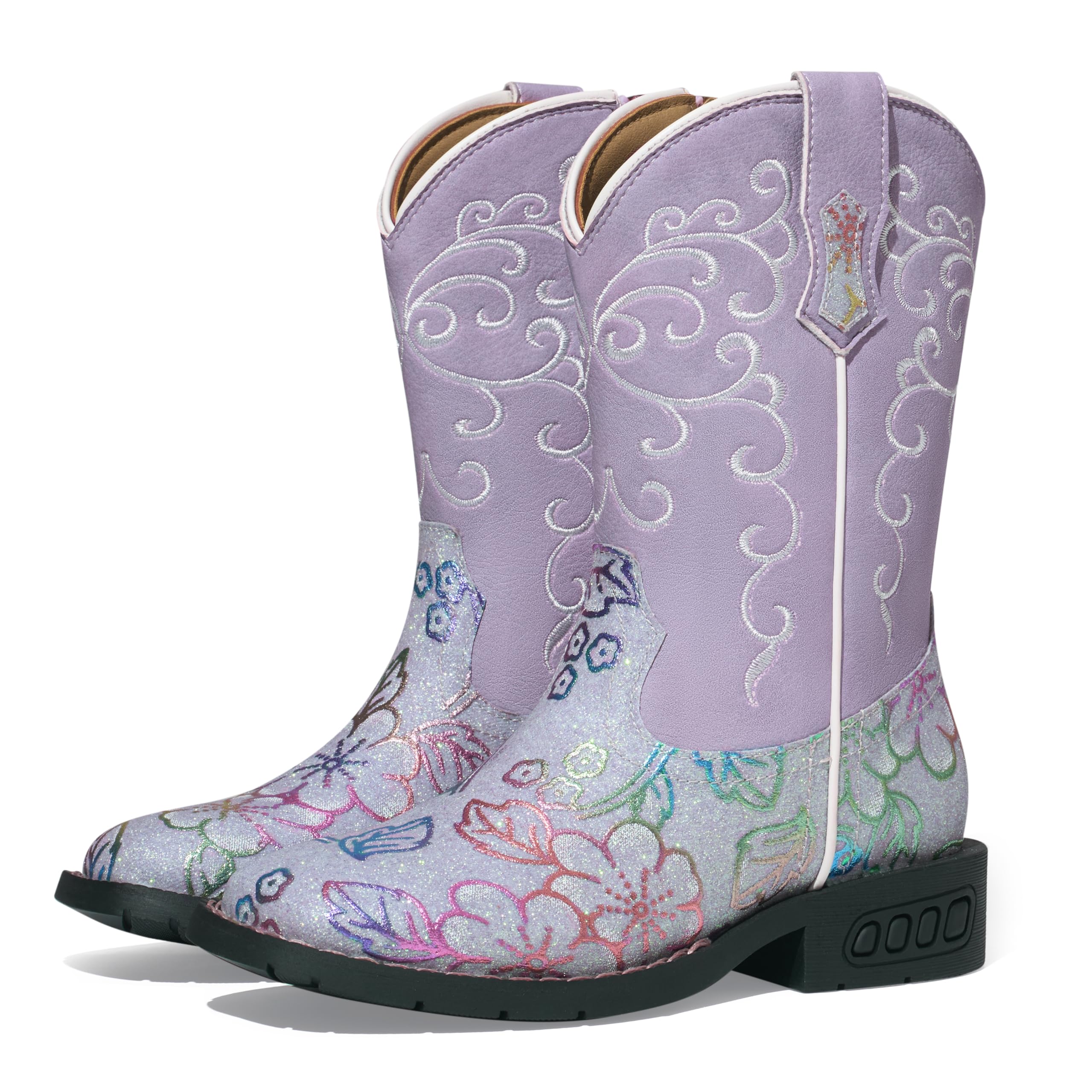 Botas De Cowboy Rollda Kids Glitter Western Sequin Purple Sz 10