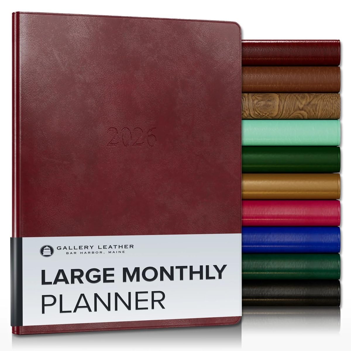 Agenda Gallery Leather Large Monthly 2026 Acadia Deep Red