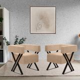 Kit 2 Poltrona Decorativa Aruba Pés Metal Estilo Industrial Bouclé Bege