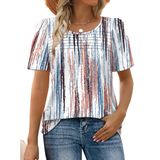 Top Wiholl Summer Para Mulheres De Manga Curta, Tie-dye, Tamanho L
