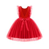 Vestido Arshiner Little Girls Sem Mangas Princess Tutu Vermelho