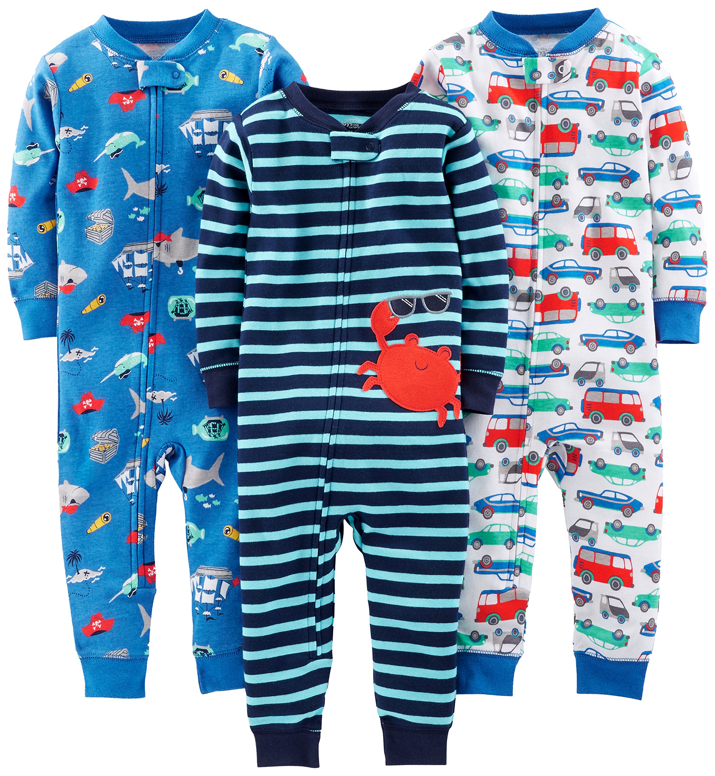 Pacote Com 3 Pijamas De Algodão Sem Pés Para Bebês E Meninos, 18m